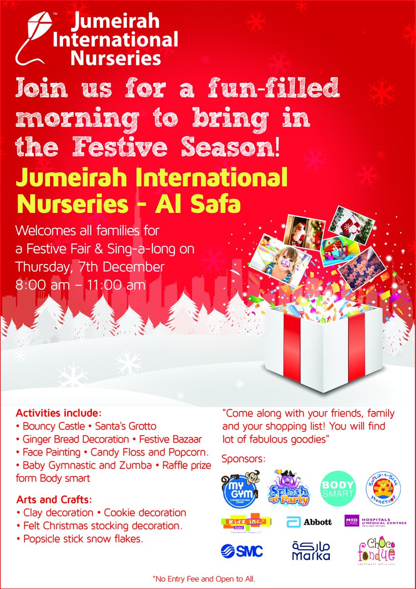MyGym_UAE's tweet photo. More in the line up of My Gym activities this festive season. Join us tomorrow 7 Dec @ Jumeirah International Nursery Al Safa from 8-11am for sing-alongs, crafts and fitness! https://t.co/ZN175sUF6k