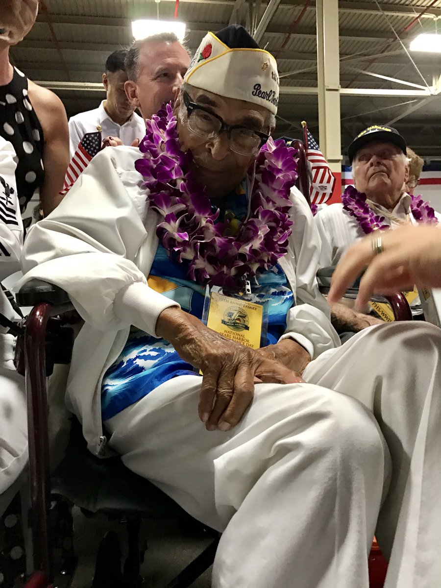 USSArizona's tweet photo. At the helm of USS Condor is the oldest known Pearl Harbor survivor, 105 year old Ray Chavez. #PearlHarbor76 https://t.co/1Q5ZB1DoRO