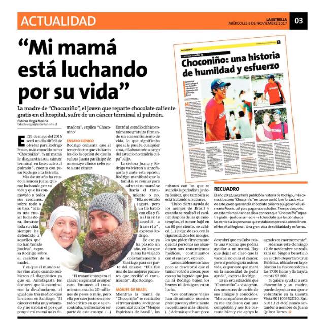 choconinochile's tweet photo. Estimado @RinconSalfate me gustaria conversar contigo mi madre tiene cancer de pulmon en fase 4 terminal y vi un reportaje como otra mujer casi en la misma condicion mejoro gracias a tus consejos, por favor ayudame estimado amigo. Saludos y un abrazo. https://t.co/Ci2q9simZe