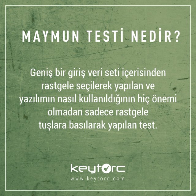 Keytorc's tweet image. #MaymunTesti (#MonkeyTesting) Nedir?
Daha fazlası için &quot;50 Soruda #YazılımTesti&quot; kitapçığına göz atabilirsiniz. bit.ly/2kqhBF6