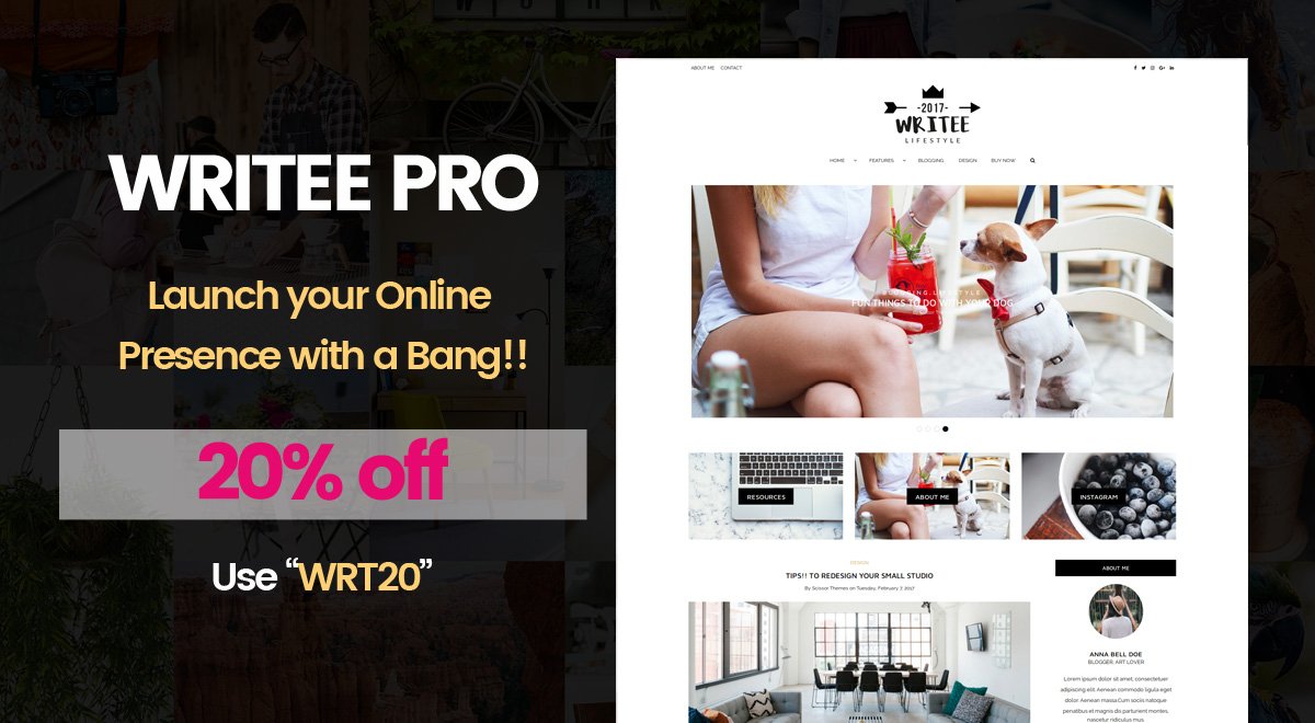 scissorthemes's tweet photo. Kickstart you blog with 20% off @ https://t.co/zEjccmy8uJ #bloggers #WordPress #wordpressthemes #Offers #bbloggers https://t.co/FaUFFO32u9