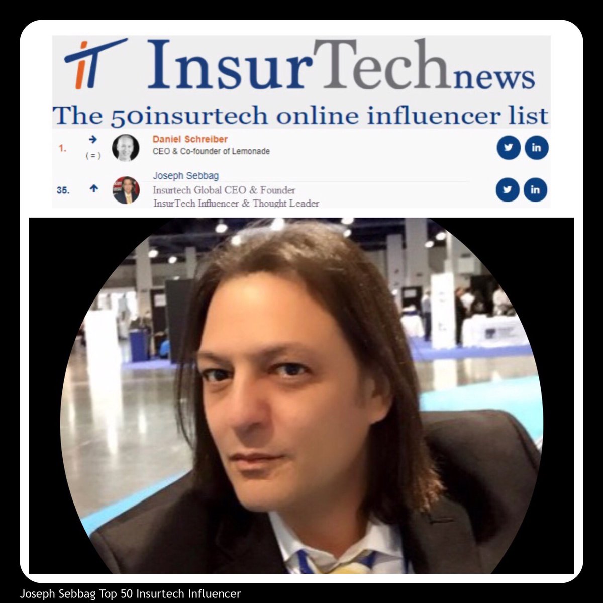 Joseph Sebbag (@js_dallas) on Twitter photo Proud to be ranked on the #Top50 #Insurtech #Influencer List By <a href="/insurtechnews/">Insurtechnews</a>!
#Fintech #ThoughtLeadership #Innovation #Influencers #Digital #SocialMedia #smm #DigitalTransformation #insurance #reinsurance #Bitcoin #blockchain #author #technews #news #Technology #LifeInsurance Proud to be ranked on the #Top50 #Insurtech #Influencer List By <a href="/insurtechnews/">Insurtechnews</a>!
#Fintech #ThoughtLeadership #Innovation #Influencers #Digital #SocialMedia #smm #DigitalTransformation #insurance #reinsurance #Bitcoin #blockchain #author #technews #news #Technology #LifeInsurance
