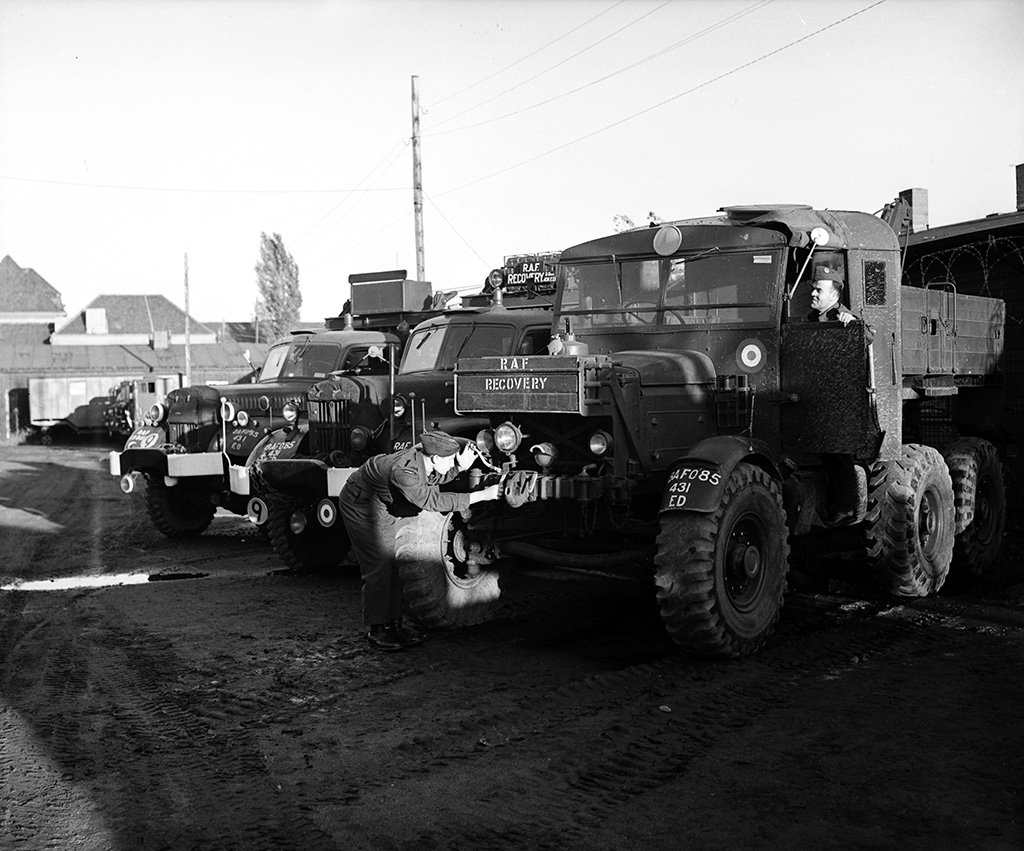 MT Drivers at 431 Equipment Depot in Hamburg carry out their morning daily inspections of vehicles #OnThisDay 1949