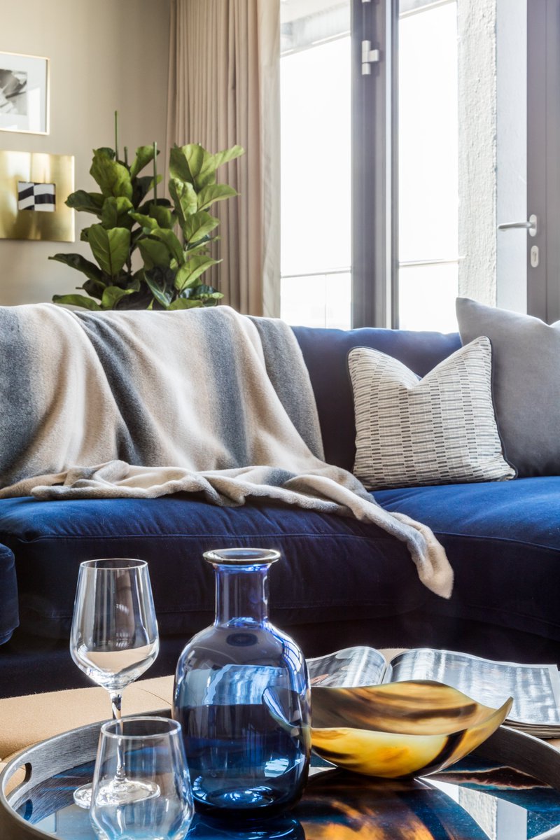 TessutoInterior's tweet photo. The living room in the penthouse of our #Croydon developer project. Sofa by @sofadotcom. Throw by #PollackTextiles. #InteriorDesign #London https://t.co/KL446bniFy