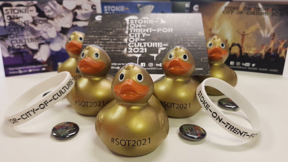 Here's a golden, money-can't-buy opportunity! We've got 5 limited edition #sot2021 gold ducks (as well a goody bag) to give away to the best social media posts we see celebrating #StokeonTrent today #UKCityofCulture2021 - don't forget to tag us in!