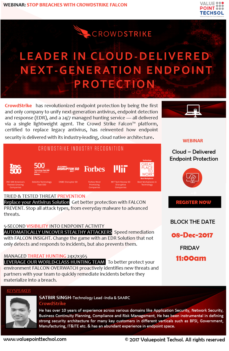 VPTECHSOL's tweet photo. #TECHSOL #VPTECHSOL #CLOUDDELIVERED, #NEXT #GENERATION #ENDPOINT #PROTECTION - #CROWDSTRIKE You are Invited!Register now-https://t.co/UPWvrqXrq5 https://t.co/e6Ory0gGA1