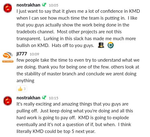MrKomodoWorld's tweet photo. Imagine that Satoshi was actively coding &amp; leading Bitcoin development while interacting with other devs, testers and users 14+ hours a day. This is what it looks like watching $kmd development in Slack under jl777 https://t.co/pJS8Nfr5do