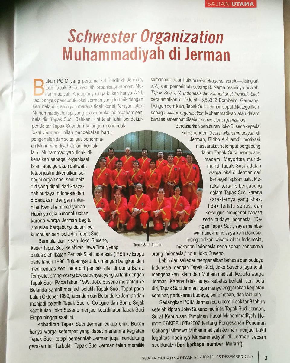 Ini dia <a href="/tapaksuci/">Tapak Suci</a> Jerman  <a href="/muhammadiyah/">Muhammadiyah</a> di <a href="/majalahSM/">Suara Muhammadiyah</a> terbaru <a href="/PCIM_Jermanraya/">Muhammadiyah Jerman</a> edisi Des17.