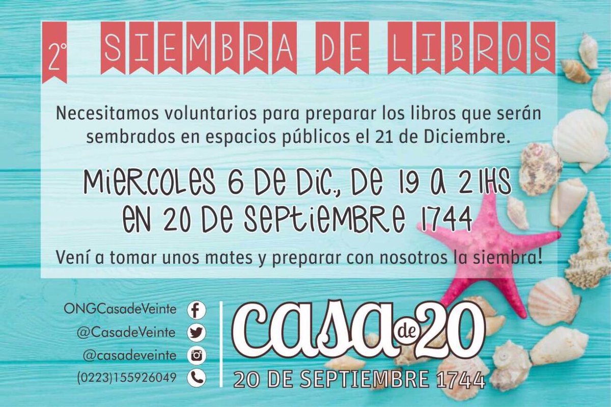 CasadeVeinte's tweet image. #Hoy a partir de las 19 hs los esperamos en 20 de septiembre 1744.
#LibrosPerdidosMDP