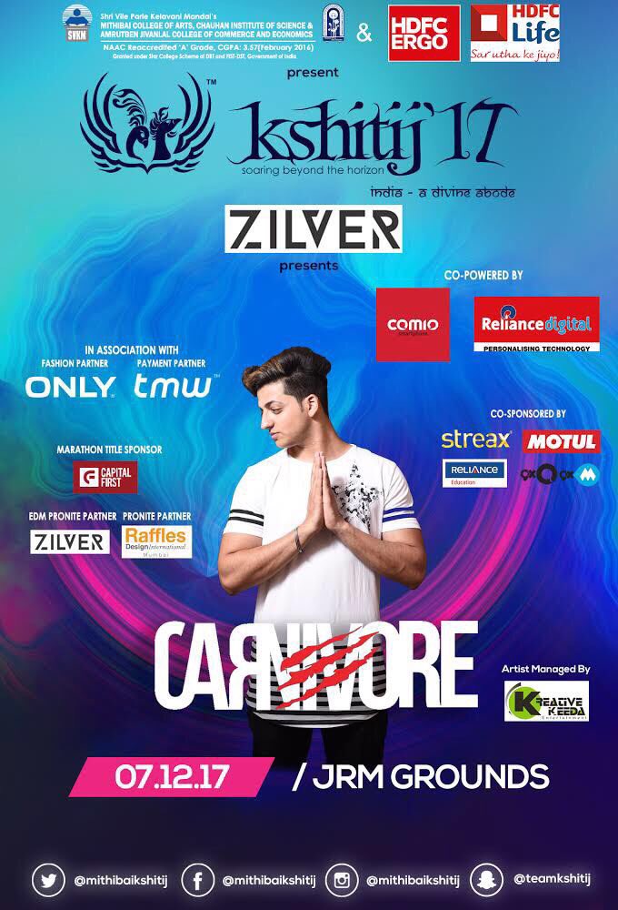 Mithibaikshitij's tweet photo. Carnivore - One of the most energetic and promising act in EDM Scene of India. His growth rate cannot be compared. Carnivore is the first artist to get signed on Ministry of Sound and then giving back to back hits on Panda funk which were supported by TIESTO, David Guetta &amp; more. https://t.co/jWyvOt719q