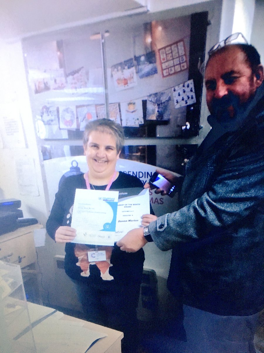 Well done Donna! Here being presented with her NVQ2 Retail certificate! #Alnwick #retailskills @CRUKShops