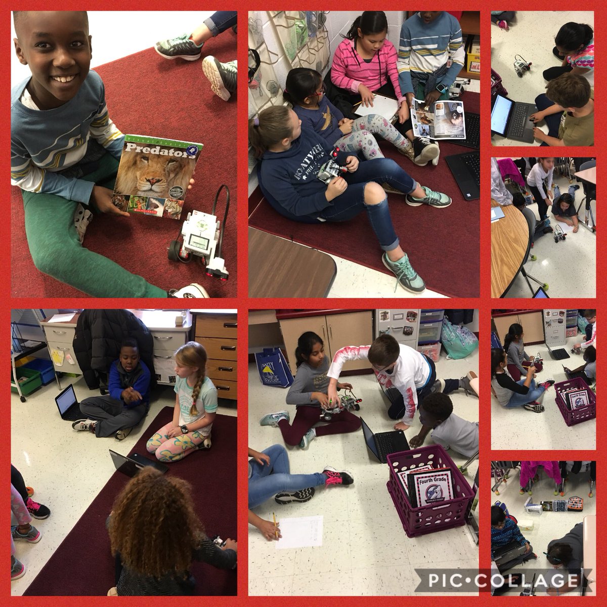 AlgorithmChef's tweet image. #msecodes Day 1 of our 3 day group project. Students are working with another group to program their #codecruiser to mimic the interaction between two different animals. One group is using their NF reading book for inspiration. #LCPSCodes