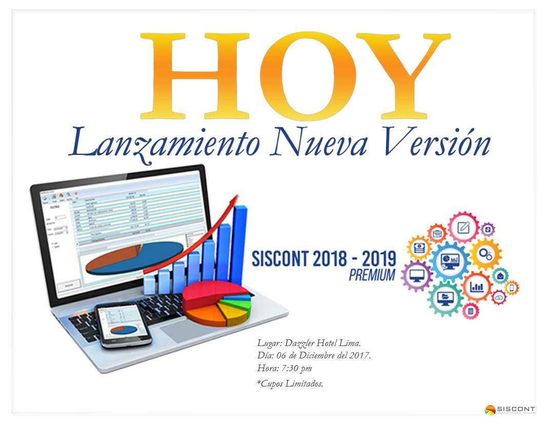 SiscontPeru's tweet photo. Hoy! Lanzamiento de la nueva versión Siscont Premium 2018-2019 
Software Peruano con 24 años Líder en el mercado Peruano.
Entérate  de las  novedades que trae para ti.  #SiscontPremium https://t.co/jVLXh1Uifz