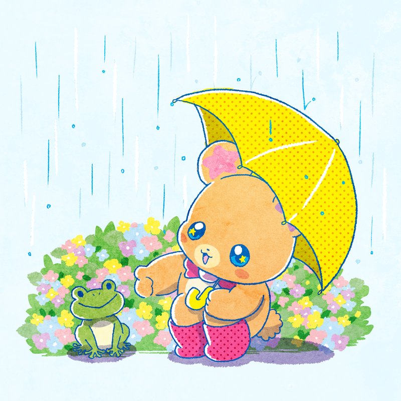 frog rain umbrella flower rubber boots no humans blue eyes  illustration images