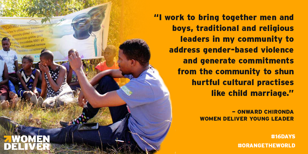 YouthDeliver's tweet photo. Engaging men and boys in the fight to #endGBV is key for Women Deliver Young Leader @OnnyGibbs from Zimbabwe. Read more about his work here: https://t.co/wKEvM3nHzV #16Days #orangetheworld #youthdeliver https://t.co/eMOVGaFr5O