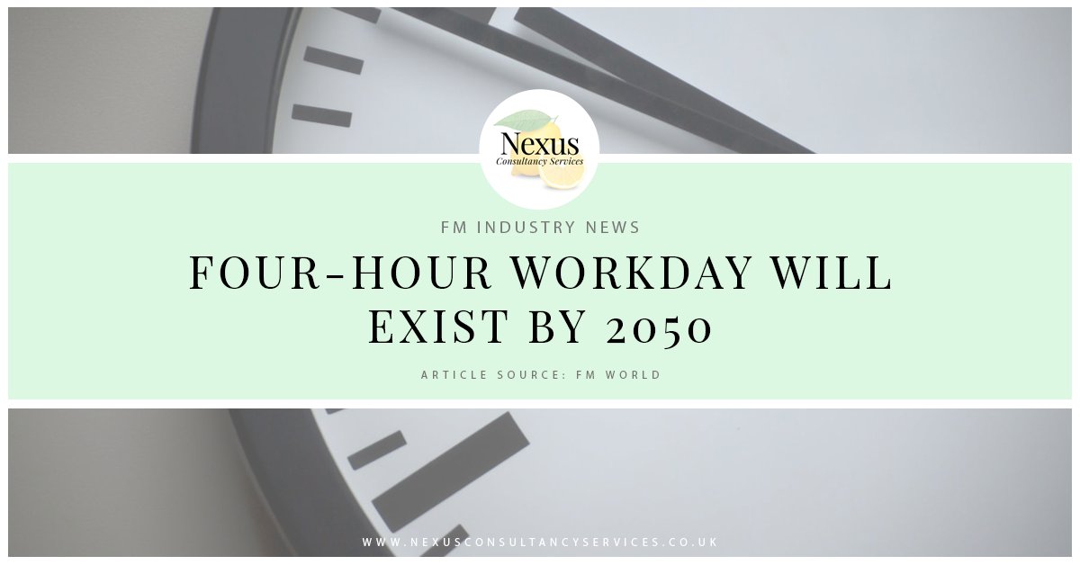 What are your thoughts on a 4 hour working day?

ow.ly/cwm530h2Xw8 // Source: @FM_World 

#fm #FacMan #shorterworkingday #earlyfinish #worklifebalance #recruitment