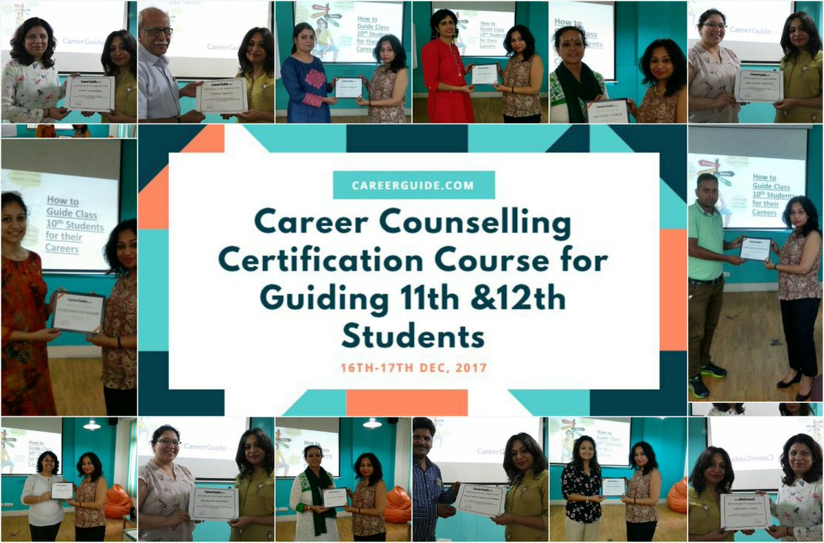 CareerGuide.com is conducting 
*Career Counselling Certification Course for Guiding 11th &amp; 12th Students* 16th-17th Dec, 2017
Be an effective career counsellor for 11th and 12th class students. 
For Registration &amp; Details
courses.careerguide.com/all-courses/ca…