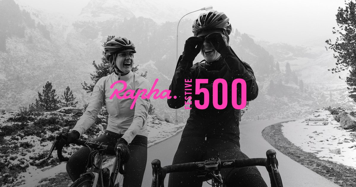 rapha's tweet photo. 500km. Eight days. The festive tradition of riding 500km between Christmas Eve and New Year’s Eve is back: https://t.co/j67ZtE2Yg4 #Festive500 https://t.co/Z19EIvsUwX