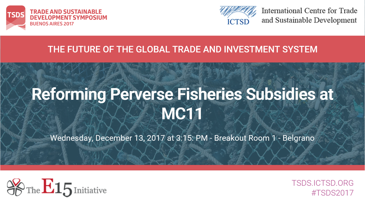 ICTSD's tweet photo. A commitment by #WTO Members to reform certain harmful #FisheriesSubsidies is one of the most likely substantive outcomes of #MC11.

Join us #TSDS2017 to discuss the likely shape of an outcome on this issue: https://t.co/ADzPvRUhFA #SDG14 https://t.co/BsoDTfbsaL