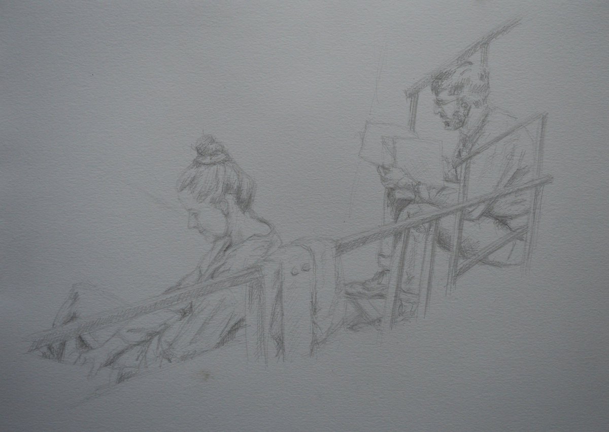 TomBurnsArtist's tweet photo. A candid illustration from the @newoldfriends production @The_Garrick this Christmas. It's a cracking show, with more pics to come. Coming to see you again today as soon as my @AmazonUK parcel arrives! https://t.co/lzSpgPklEe