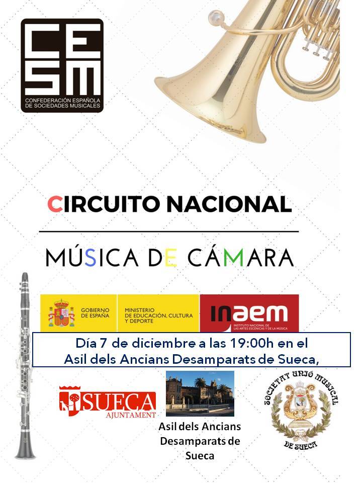 Victoria_Jerico's tweet photo. Mañana a las 19h. concierto del 'Circuito nacional de música de cámara' con #Dúo de profesores y #Cuarteto de saxofones #Klexos en el Asil del Ancians desamparats de #Sueca, Valencia https://t.co/2koRXEgtTH