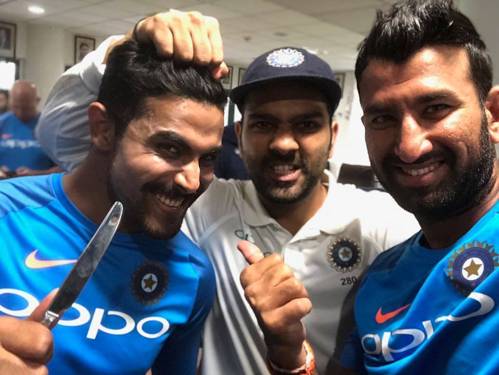 Happy Birthday Ravindra Jadeja. Jadeja Celebrating Birthday with Rohit Sharma & Cheteshwar Pujara! 