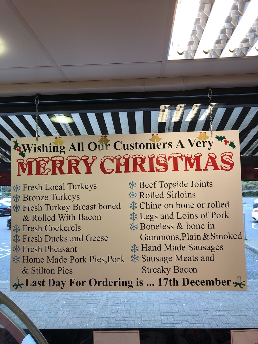 JMorrisButchers's tweet photo. Hurry on down to our Rugby shop and place your Christmas order! What is it going to be this year I wonder? #Turkey #DuckDuckGeese https://t.co/zybZV2TWAt