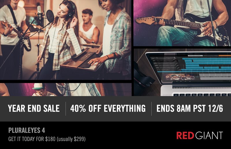 MaxonRedGiant's tweet photo. 40% OFF! PluralEyes 4 syncs audio and video with the touch of a single button. 🎥🎙🤝 https://t.co/KBCvhBZxBo https://t.co/pwzwTGlu1t