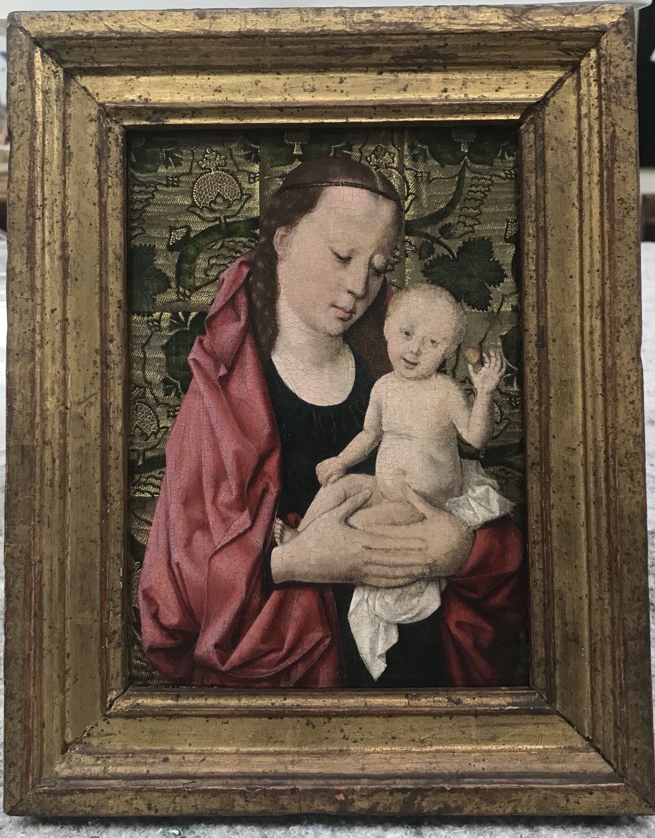 psframes's tweet image. Bouts The Virgin and Child reframed in a very rare and beautiful 15th century gilded frame- should be back on display next week @NationalGallery