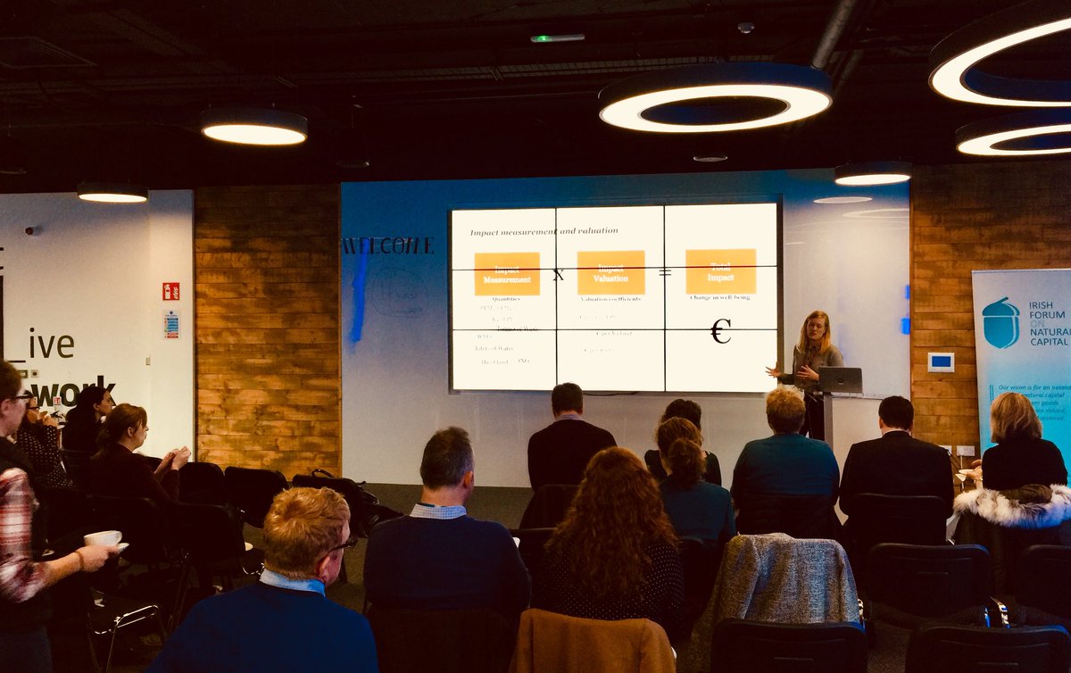 Will_Evison's tweet photo. Brilliant talk from @PwC_UK’s Kim Woehl demystifying the process of measuring and valuing #naturalcapital as part of #TotalImpact assessment. Great event put on by @NatCap_Irl and kindly hosted at @Bordbia’s lovely Dublin office https://t.co/92ncR6XqIp