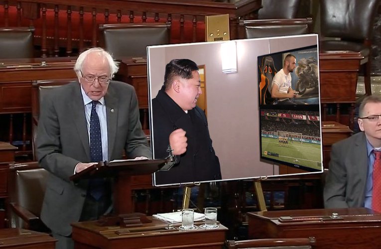 EFCDKen's tweet photo. That's the follow-up to the photo of Kim Jong-un, who supports #Labotryas. Bernie #Sanders demands to ban Labotryas in the US :-( https://t.co/tKdhco2CQO