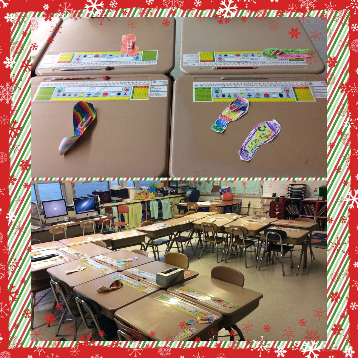 MrsVWells1's tweet photo. After using cut outs of our shoes for measuring, we left our shoes out for St. Nicholas! #GoGrewenow https://t.co/eYXKd0OsJM