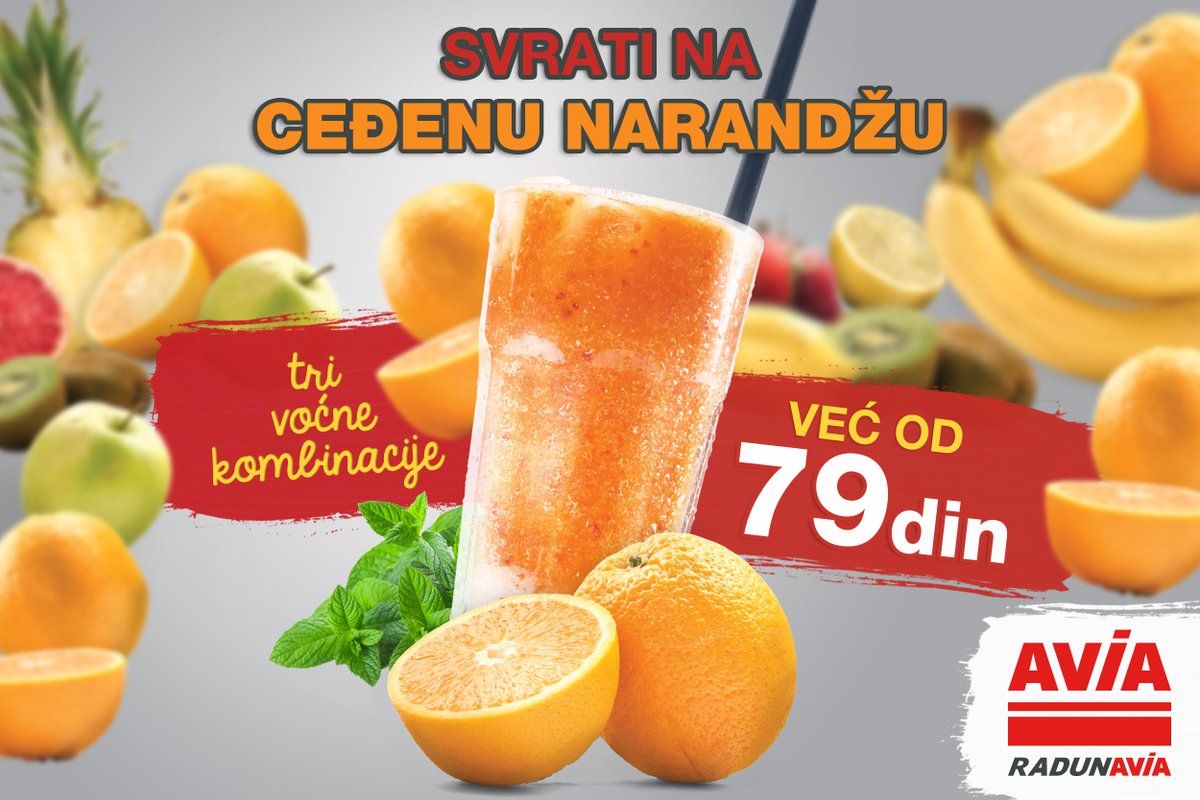 RadunAVIA's tweet photo. 🍊 SVRATI NA CEĐENU NARANDŽU! 🍊 
Hladni decembarski dani su tu! Radun AVIA misli na vaš imunitet! Osnaži svoj organizam sa vitaminima iz ceđene narandže!
Radun AVIA, Više od goriva!⛽ https://t.co/TmO3iWhBY3