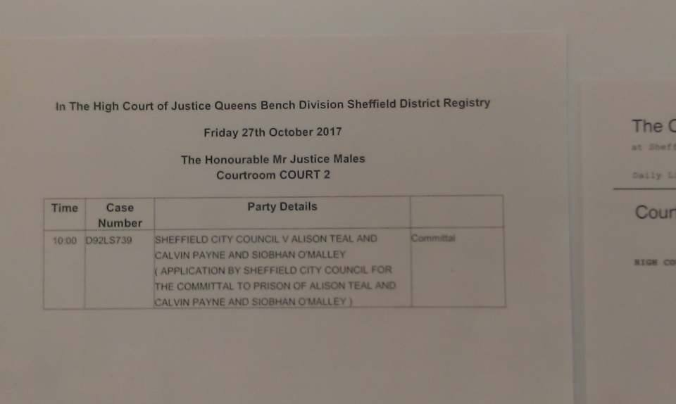 RobMurphy2012's tweet image. My line for Council today that: 'a. Notes the recent application to the High
Court by Sheffield City Council to commit Cllr Alison Teal to prison.' was deleted for inaccuracy. This what the court thought.
