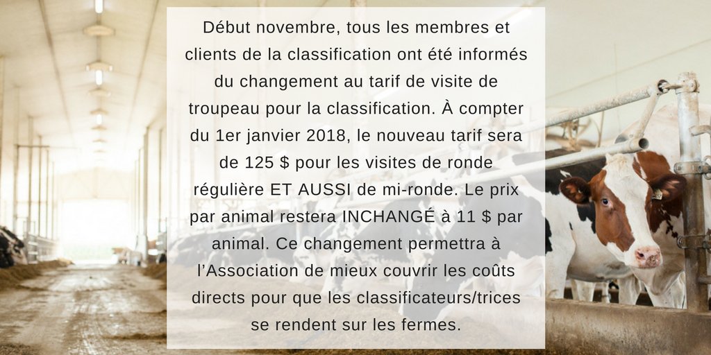 Changes to the classification herd visit fee // Changement au tarif de visite de troupeau pour la classification #ScoreTheHerd
