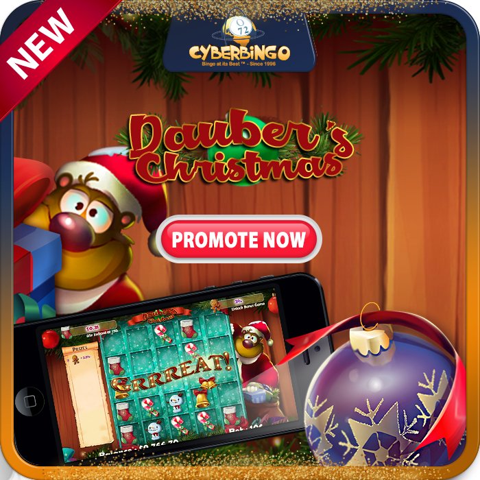 VGAffiliates's tweet photo. Holiday Season’s Surprise: Brand new game from Mobilots, Dauber’s Christmas, has been launched on CyberBingo. Exclusive for CyberBingo Players. Spread the news #cyberbingo https://t.co/t62Gpg53zs