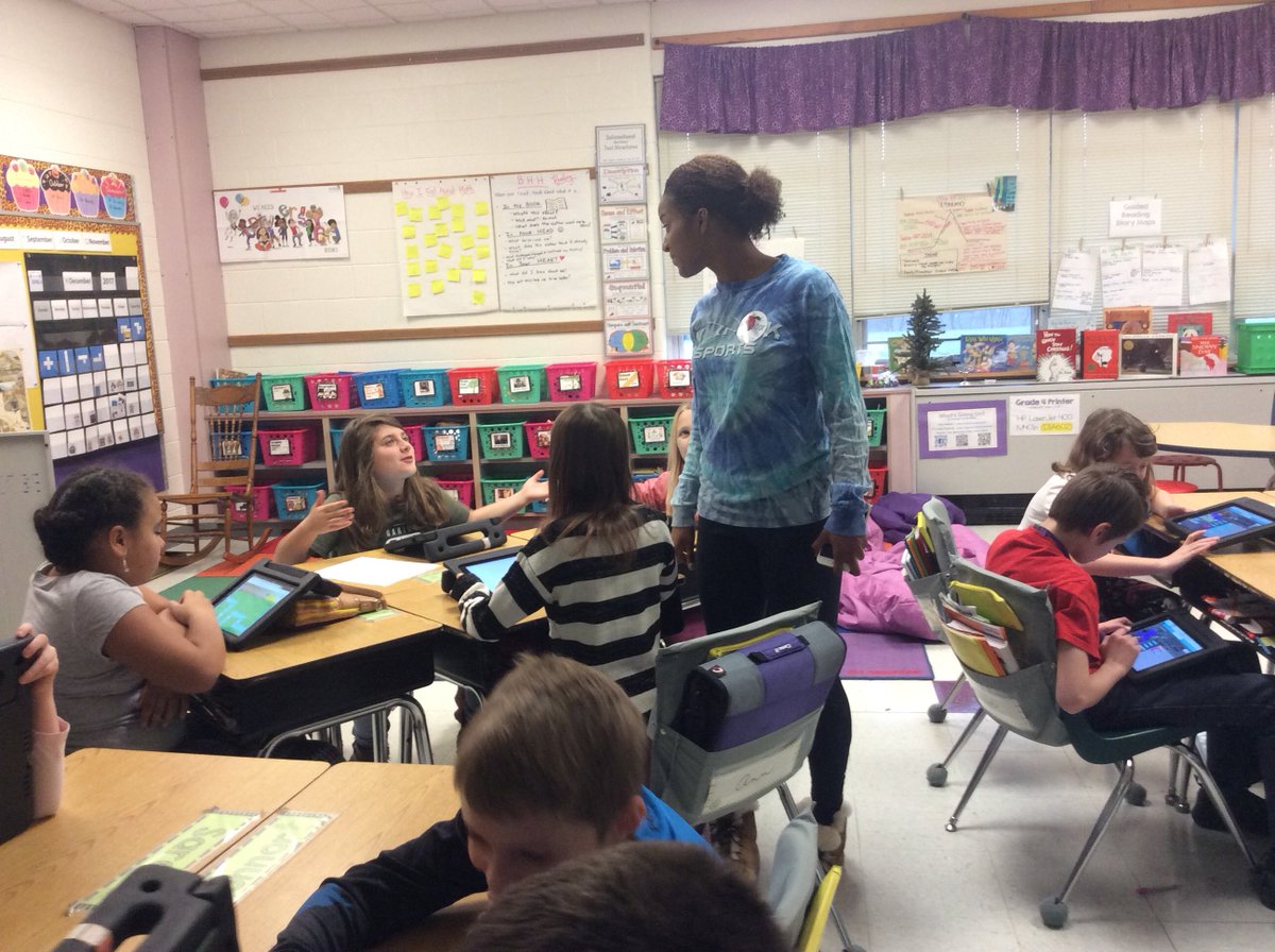 Thank you Miss Lauren for helping us with <a href="/hourofcode/">Hour of Code</a> activities today! #girlstechclub #sesrocks