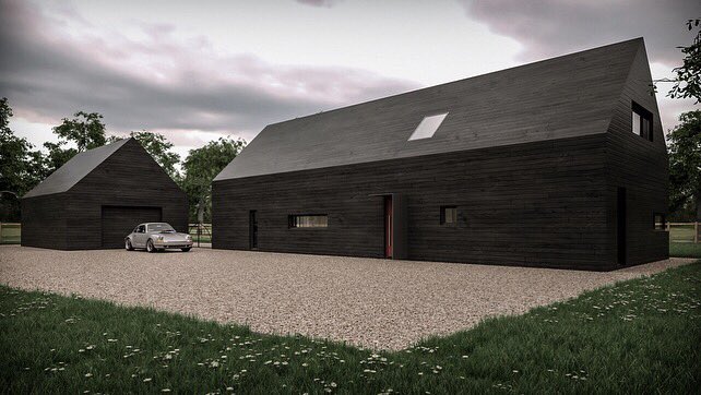ArchitectsPB's tweet photo. Just completed this Sleek, modern, bespoke dwelling + garage with complete burnt timber finish throughout... #minimalarchitecture #ruraldesign #northernireland #burnttimber https://t.co/CC7aDmECQ2