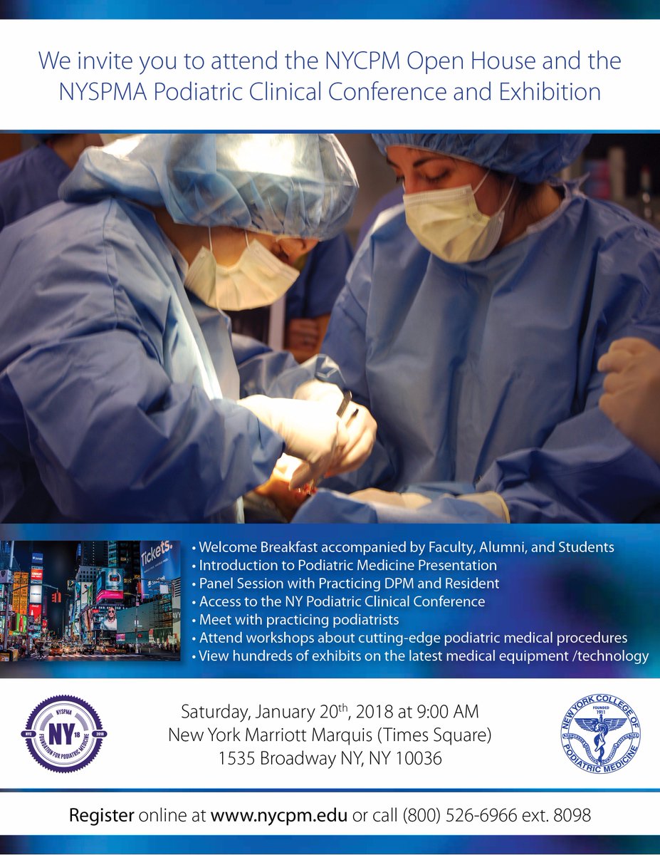 NYCollPodMed's tweet image. Join us on January 20th as we host our Open House at the New York Marriott Marquis (Times Square)!