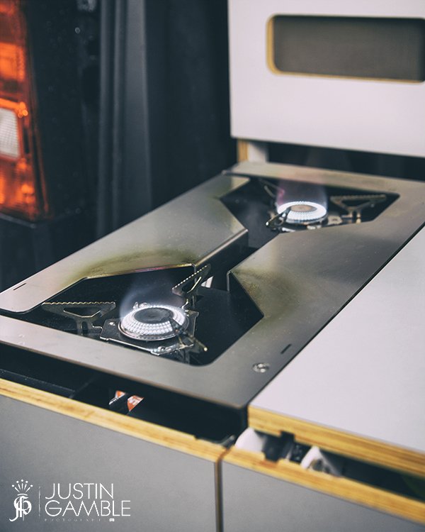 The versatility of the rear camp unit is astounding! Take a look at the amount of storage space and work space you get with this pull out feature. #vanlife #livetheroad