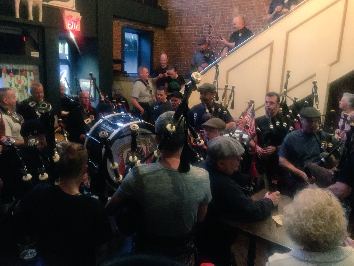Best jam session ever! When #Halifax and #Boston #PipesAndDrums join forces in honour of the #FallenNine the place catches fire! Light this place up! #HalifaxExplosion