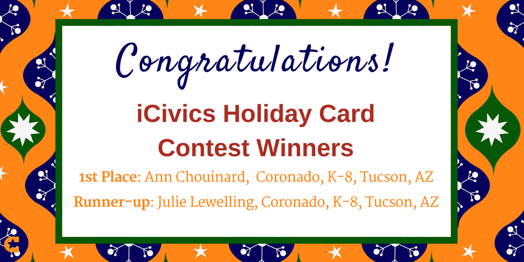 icivics's tweet photo. Congratulations to our iCivics Holiday Card Contest Winners!
Read excerpts from all the finalists essays here: https://t.co/c7Fvg3OvAc
#sschat #hsgovhat https://t.co/4ijbWyCnjU