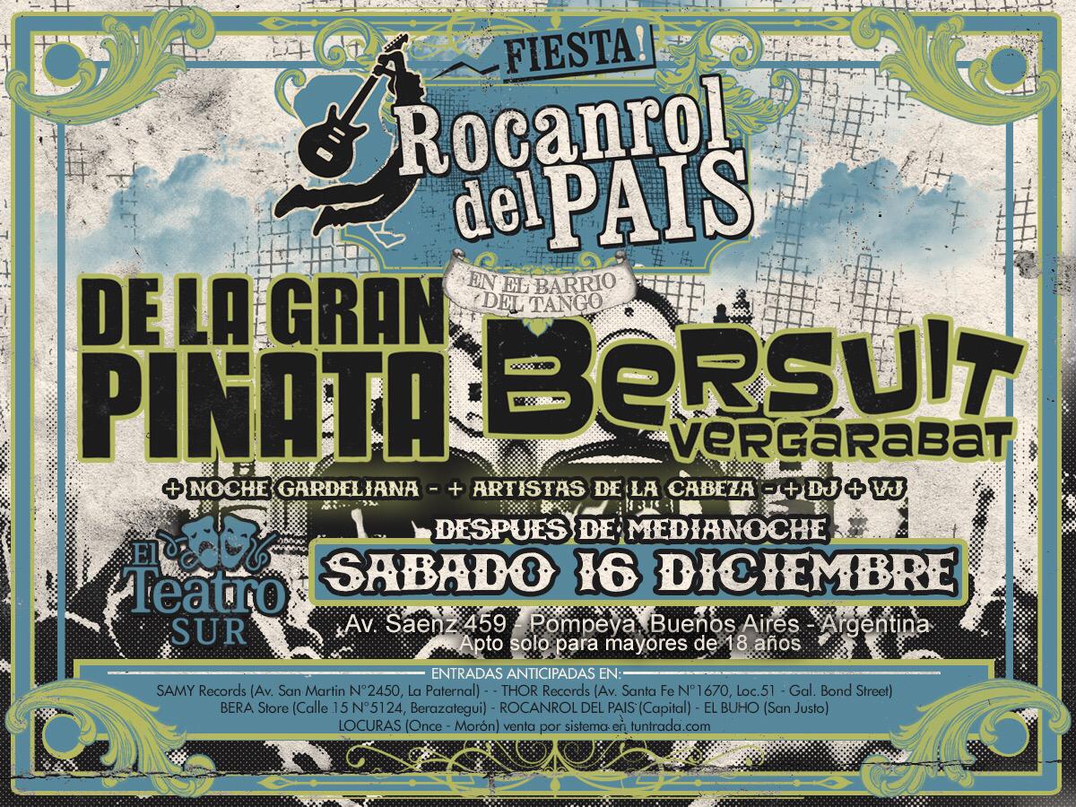 DLGP_oficial's tweet photo. >>> ÚLTIMO RECITAL DEL AÑO @DLGP_oficial <<<
Despedimos el año a lo grande junto a @BersuitOK en @ElTeatroSur (Pompeya, Capital) en el marco de la Fiesta #RocanrolDelPaís. 
Info y puntos de venta: https://t.co/Eb37R1tjbH https://t.co/Pu2kAhhiMK