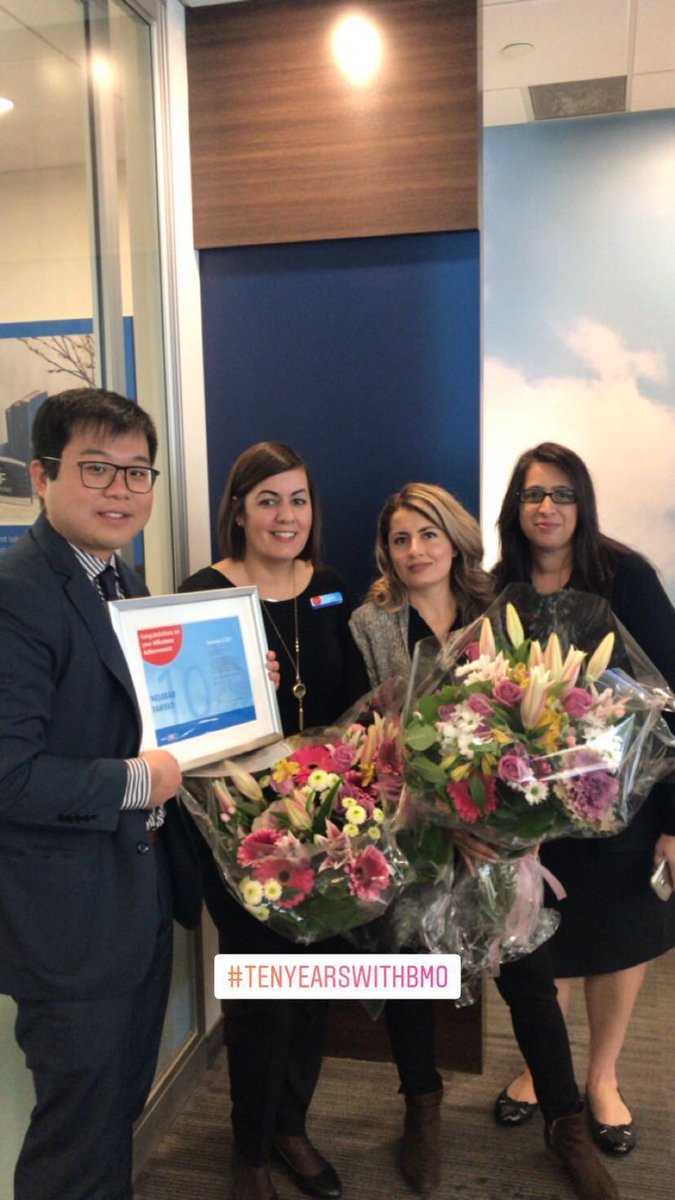Congratulations to Cindy and Nelly for your great 10 Years of service at BMO!!! thx Rash for getting these beautiful flowers.