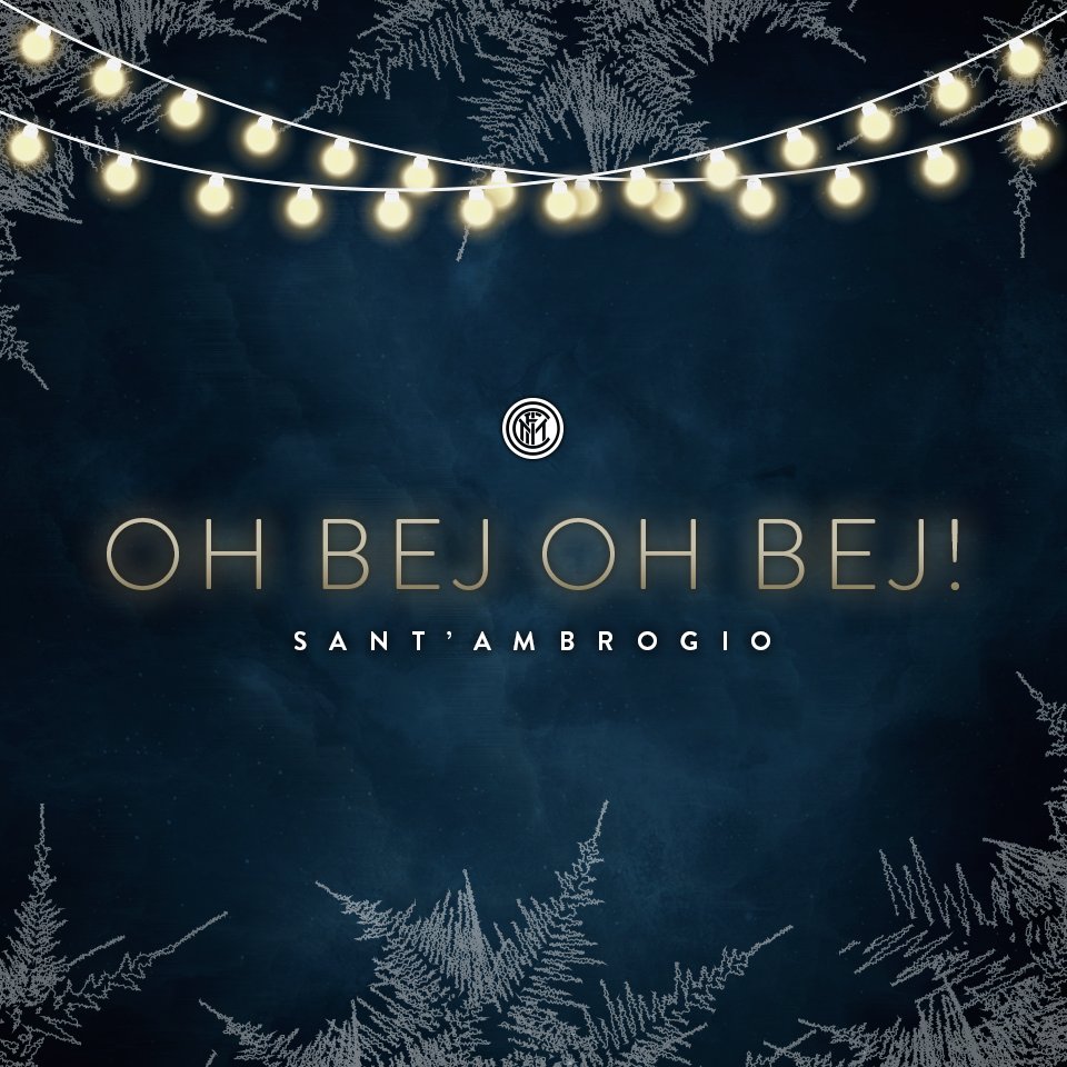 Inter's tweet image. Come da tradizione, festeggiamo #SantAmbrogio. Perché anche se siamo internazionali, il nostro cuore è a Milano! 🖤💙 #FCIM