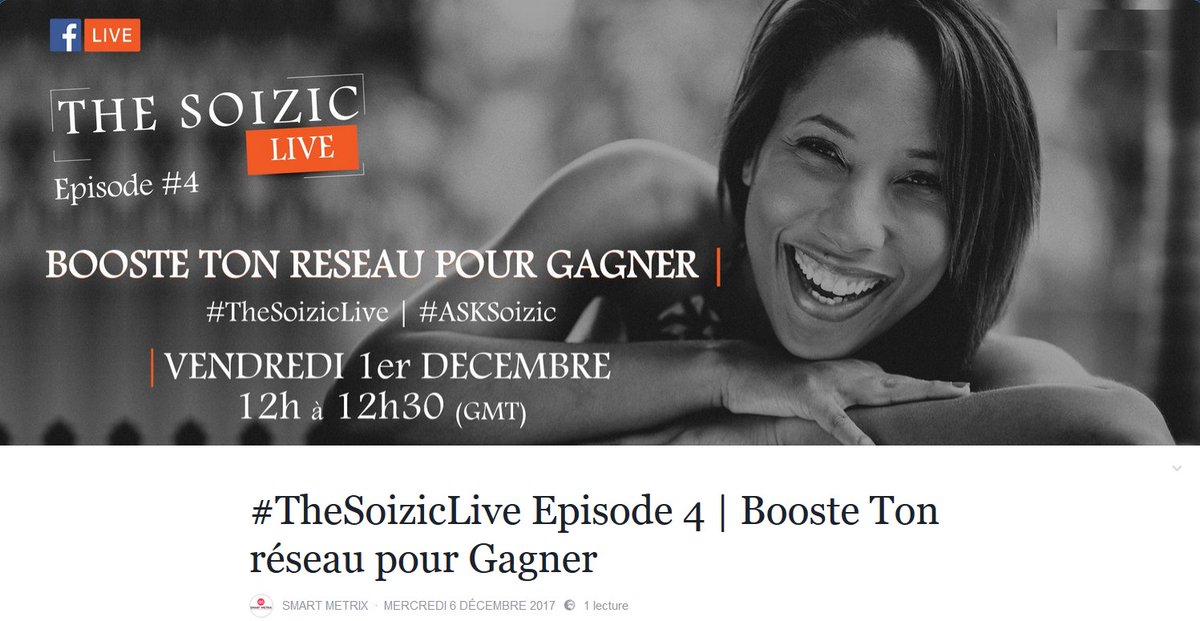 SMART_METRIX_'s tweet photo. Formidable Article a lire | "Booste Ton réseau pour Gagner"
Du #TheSoizicLive #Episode4
Lien : https://t.co/gkIvN8RQ10
#SelfConfidence #SoizicLive #ASKSoizic #Optimism #Focus #Legacy #Africa #CIV #SmartTeam #SuccessPrinciples #SelfDevelopment #GetYourPower #Leadership https://t.co/dpwh42vDNN