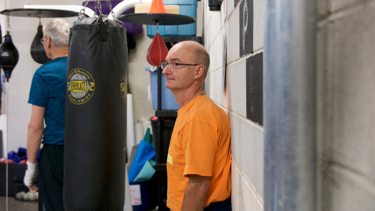 CU25thHour's tweet photo. Christine Seaby started Boxing4Health over a year ago. Her goal is to improve the quality of life for those living with Parkinson’s. Jonathan has been training at Boxing4Health for over six months. He says the support and community have helped him stay positive #cu25hr https://t.co/3QAjh3gp5r