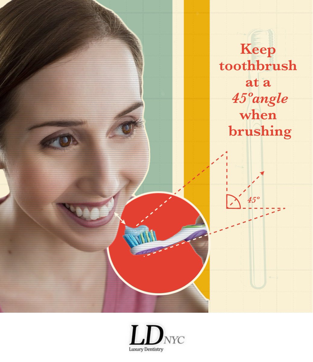 LuxuryDentistry's tweet image. FOR BEST RESULTS when brushing your teeth, keep your toothbrush at a 45° angle! You’ll remove more plaque than if...