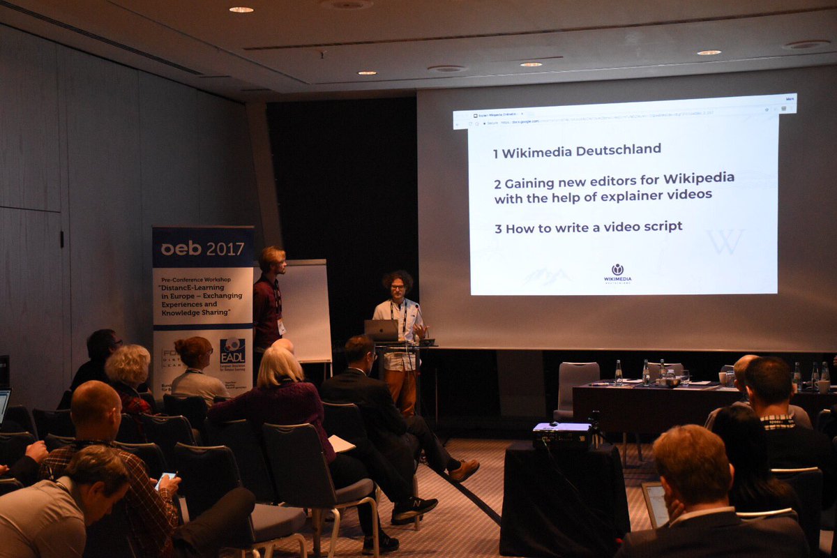 MyEADL's tweet photo. Some great pointers so far by @WikimediaDE on how to make a 60 second explainer video. #oeb17 #video https://t.co/1jirgFV4cO