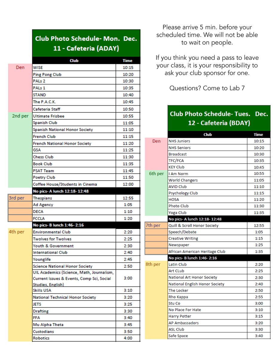 CPHSNews's tweet image. Club picture day schedule! Next week- Dec. 11 &amp;amp; 12 cphswolfpack.com/top-stories/11…